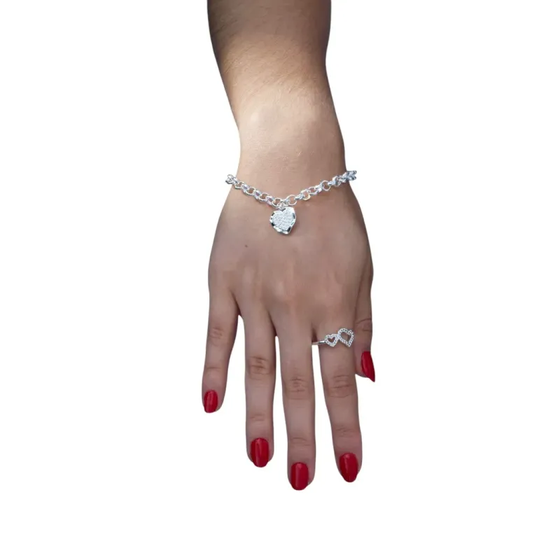 ANEL COM CORAÇÃO DUPLO VAZADO E MICRO ZIRCONIA CRISTAL Nº 21- BANHADO A PRATA 925 ANEL COM CORAÇÃO DUPLO VAZADO E MICRO ZIRCONIA CRISTAL Nº 21- BANHADO A PRATA 925