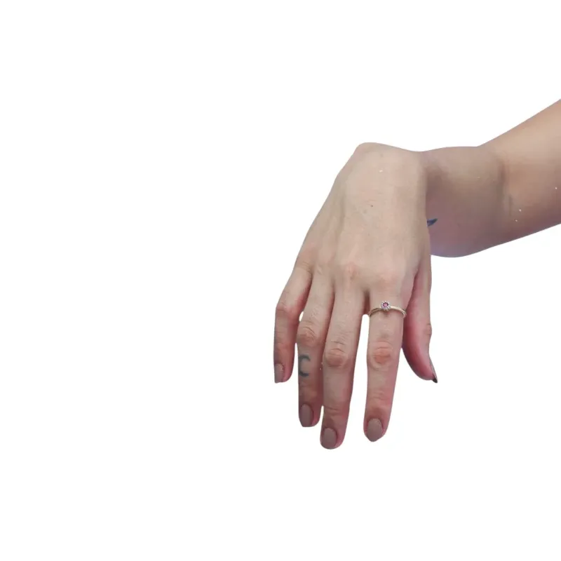 ANEL SOLITARIO FLOR COM  MICRO ZIRCONIA CRISTAL E MIOLO PINK COM APLICAÇÃO DE RODIO BRANCO Nº 19- BANHADO A OURO 18K ANEL SOLITARIO FLOR COM  MICRO ZIRCONIA CRISTAL E MIOLO PINK COM APLICAÇÃO DE RODIO BRANCO Nº 19- BANHADO A OURO 18K