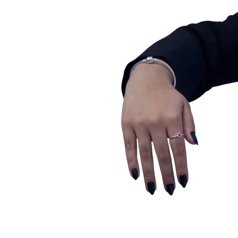 ANEL SOLITARIO FLOR COM  MICRO ZIRCONIA CRISTAL E MIOLO PINK  Nº 19- BANHADO A PRATA 925 ANEL SOLITARIO FLOR COM  MICRO ZIRCONIA CRISTAL E MIOLO PINK  Nº 19- BANHADO A PRATA 925