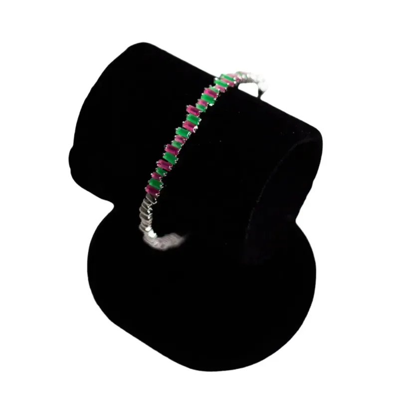 BRACELETE NAVETES DESCONSTRUÍDAS ROXO E VERDE LEITOSO  - BANHADO A RÓDIO BRANCO BRACELETE NAVETES DESCONSTRUÍDAS ROXO E VERDE LEITOSO  - BANHADO A RÓDIO BRANCO