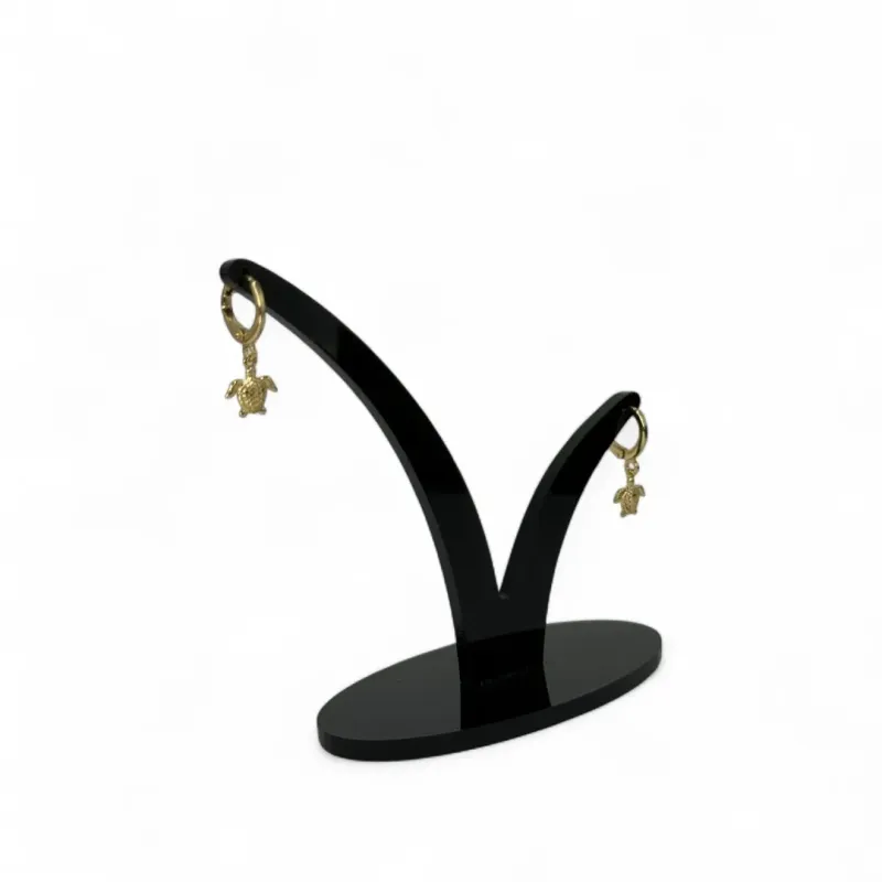 BRINCO ARGOLA COM PENDURICALHO TARTARUGA LISA - BANHADO A OURO 18K BRINCO ARGOLA COM PENDURICALHO TARTARUGA LISA - BANHADO A OURO 18K