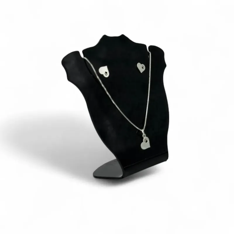 CONJUNTO CORRNETE VENEZIANA COM BRINCO DE CORAÇÃO LISO E PATINHA VAZADO PET  -PRATA 925 CONJUNTO CORRNETE VENEZIANA COM BRINCO DE CORAÇÃO LISO E PATINHA VAZADO PET  -PRATA 925