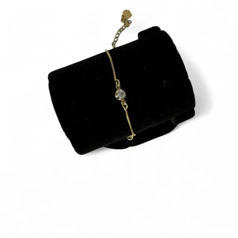 TORNOZELEIRA VENEZIANA COM PONTO DE LUZ CRISTAL E EXTENSOR- BANHADO A OURO 18K TORNOZELEIRA VENEZIANA COM PONTO DE LUZ CRISTAL E EXTENSOR- BANHADO A OURO 18K