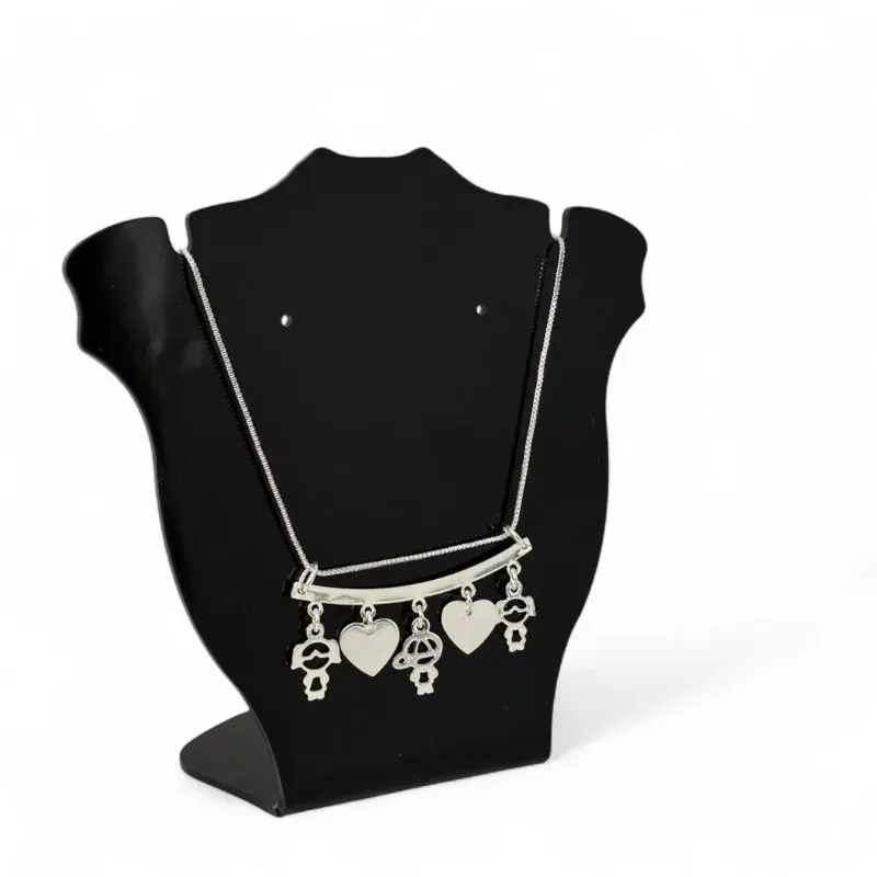 CORRENTE VENEZIANA CANGA CORAÇÕES LISOS E TRIO BONECOS DUAS MENINAS E UM MENINO VAZADOS LISOS - BANHADO A PRATA 925 CORRENTE VENEZIANA CANGA CORAÇÕES LISOS E TRIO BONECOS DUAS MENINAS E UM MENINO VAZADOS LISOS - BANHADO A PRATA 925