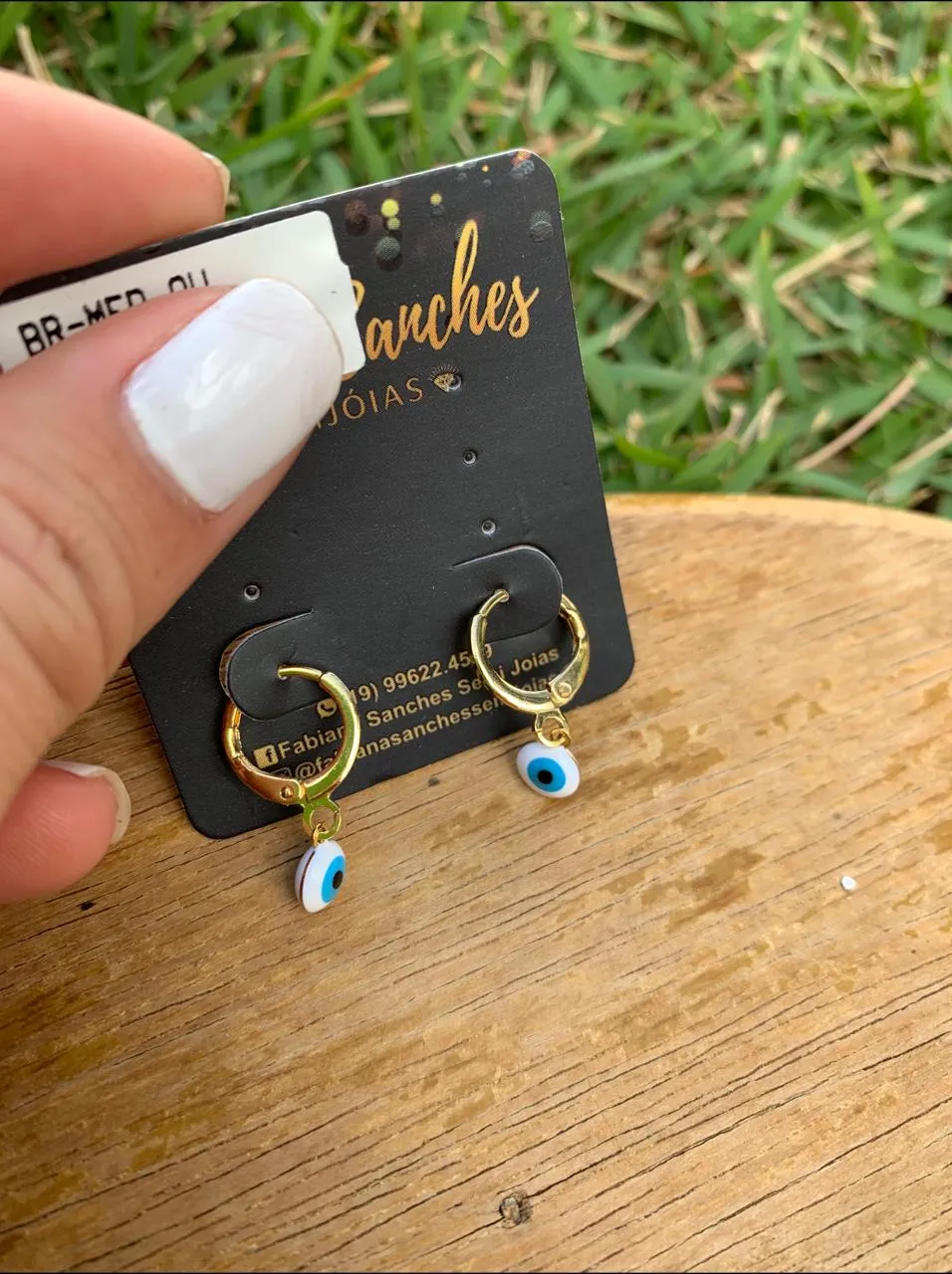 BRINCO ARGOLA OLHO GREGO FRENTE E VERSO PENDURADO MEDIO -OU