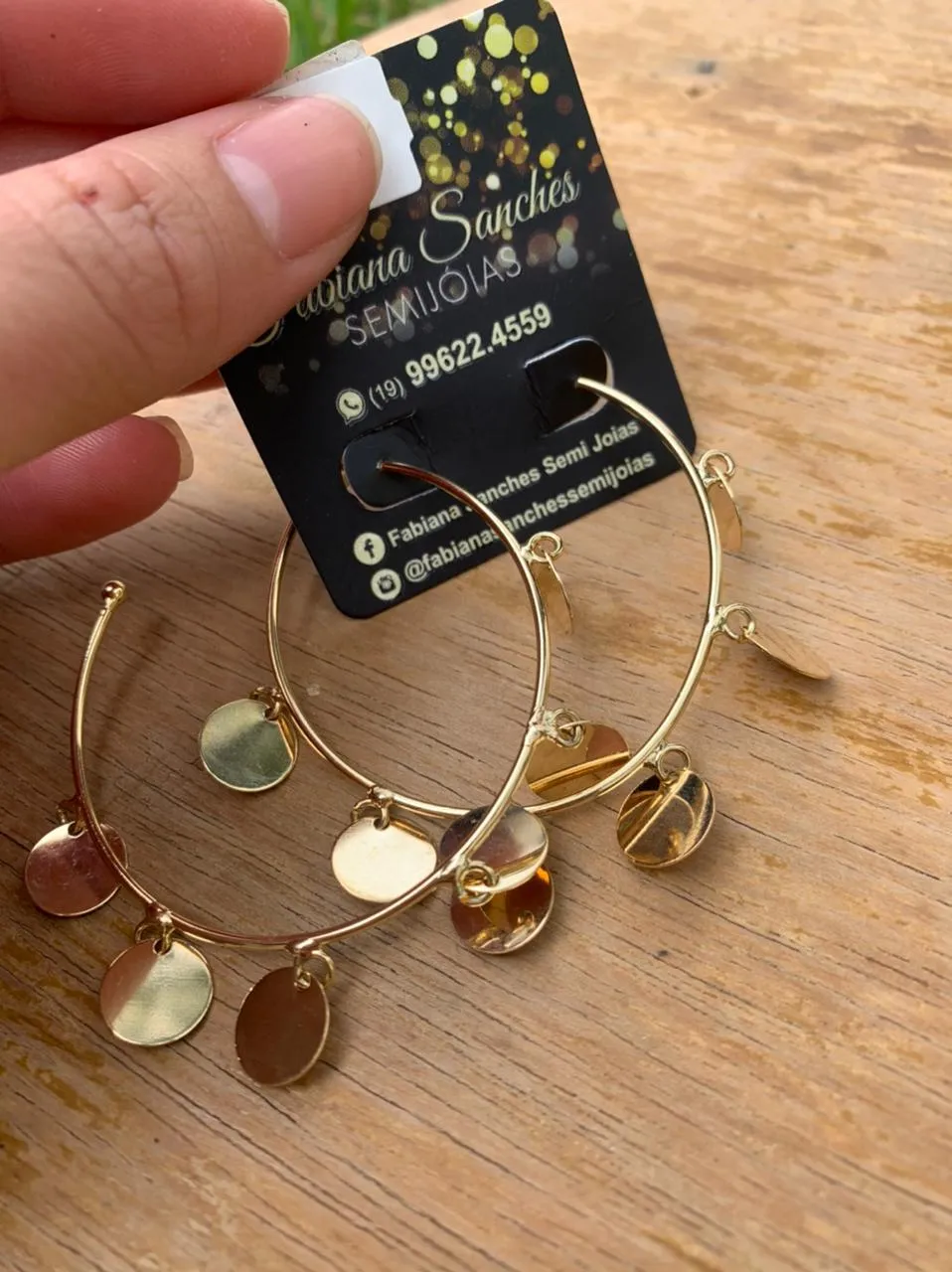 ARGOLA MEDALHAS PENDURADAS  - BANHADO A OURO 18K