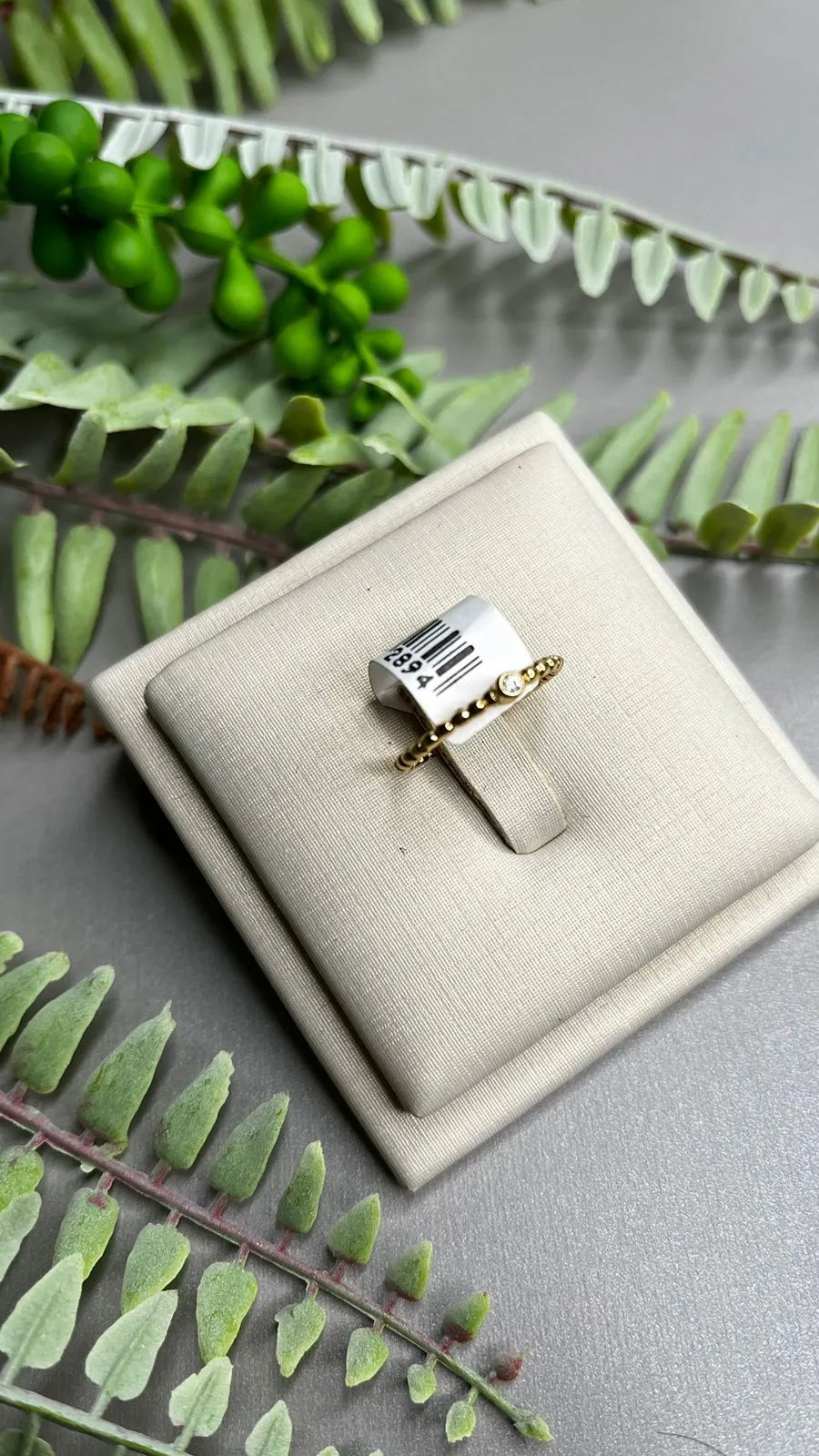 ANEL PONTILHADO SIMPLES COM PONTO DE LUZ TIPO PANDORA Nª 13- BANHADO A OURO 18K