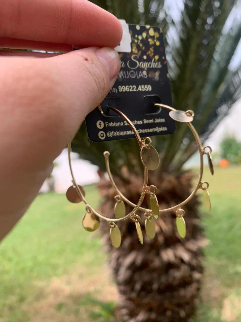 ARGOLA MEDALHAS PENDURADAS  - BANHADO A OURO 18K