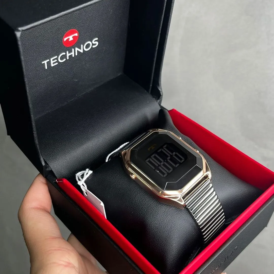 RELÓGIO TECHNOS DIGITAL ROSÉ COM GRAFITE / LUZ NO VISOR- COR GRAFITE