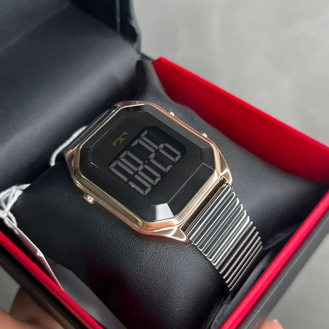 RELÓGIO TECHNOS DIGITAL ROSÉ COM GRAFITE / LUZ NO VISOR- COR GRAFITE