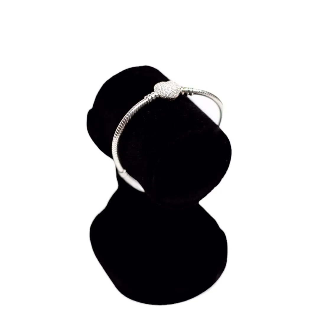 PULSEIRA COM FECHO CORAÇÃO CRAVEJADO DE ZIRCONIA 19CM - PRATA 925