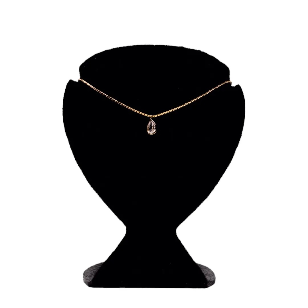 CORRENTE VENEZIANA COM GOTA E BASE CRISTAL E EXTENSOR - BANHADO A OURO 18K
