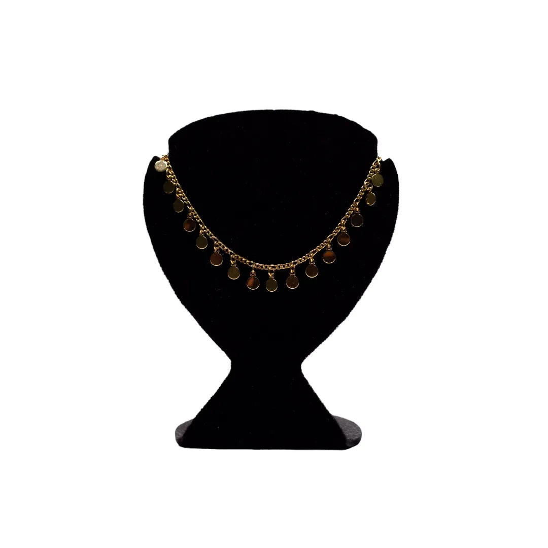 CHOKER MEDALHAS MINI PENDURADA 3X1 COM EXTENSOR- BANHADO A OURO 18K