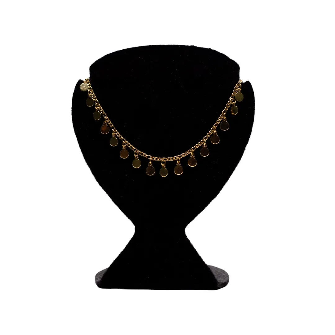 CHOKER MEDALHAS MINI PENDURADA 3X1 COM EXTENSOR- BANHADO A OURO 18K