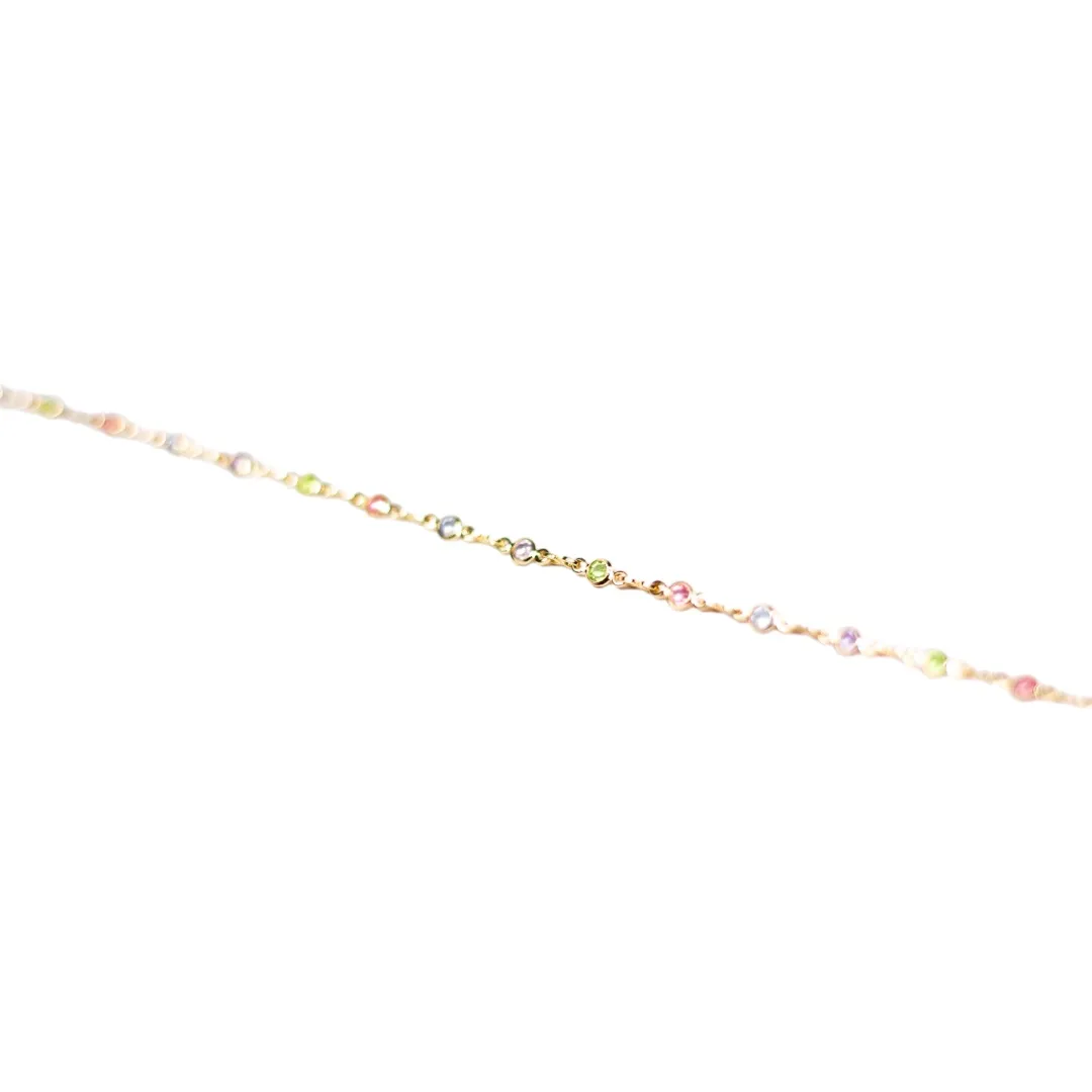 CHOKER BOLINHAS COLORIDOS ACRÍLICAS  COM EXTENSOR- BANHADO A OURO 18K