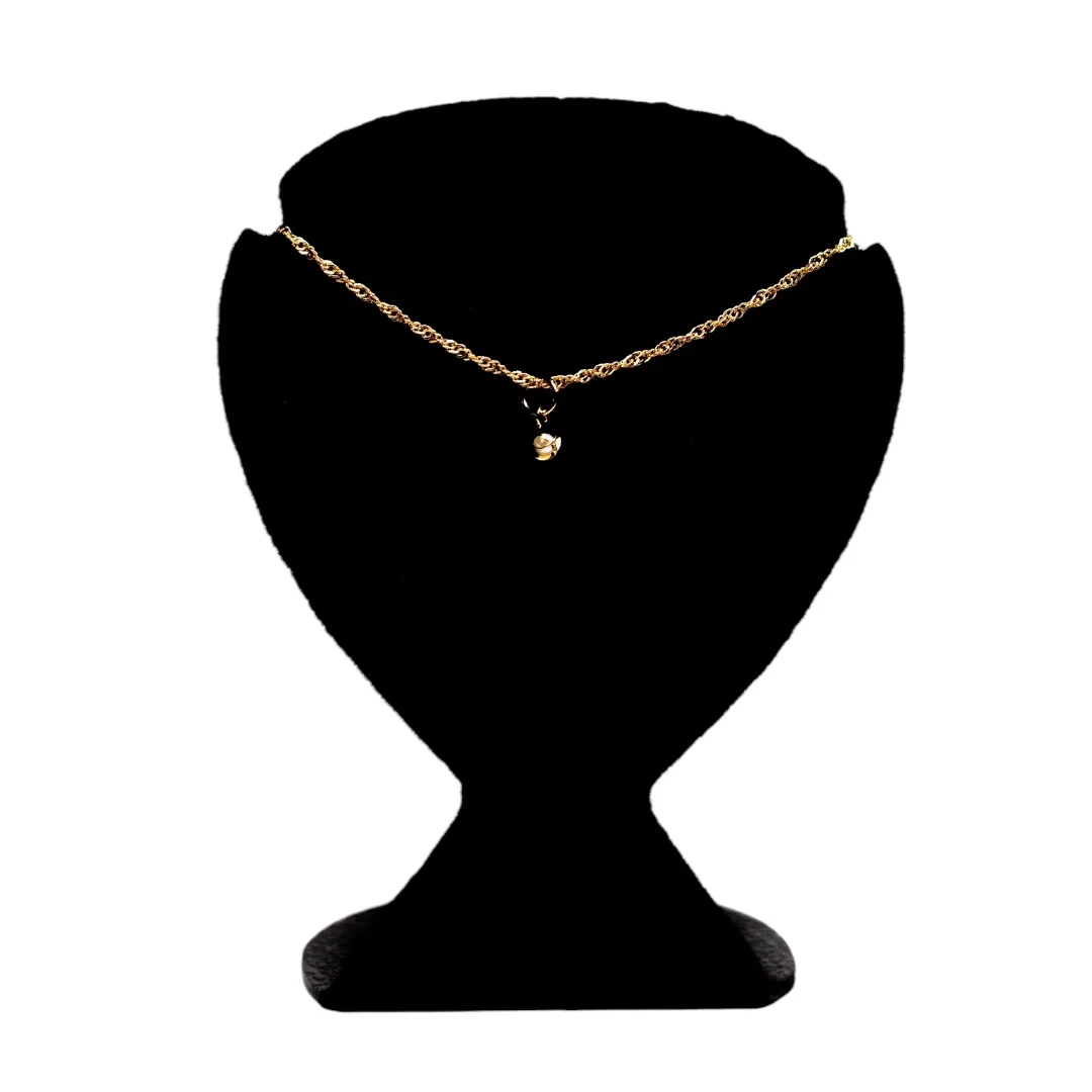 CORRENTE SINGAPURA COM MINI PÉROLA TRANÇADA - BANHADO A OURO 18K