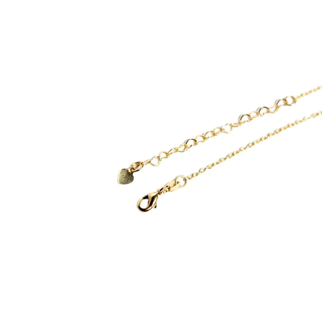 CORRENTE ELO PORTUGUÊS FINO COM SÍMBOLO INFINITO MÃE E PATA CRAVEJADA PENDURADA COM EXTENSOR- BANHADO A OURO 18K