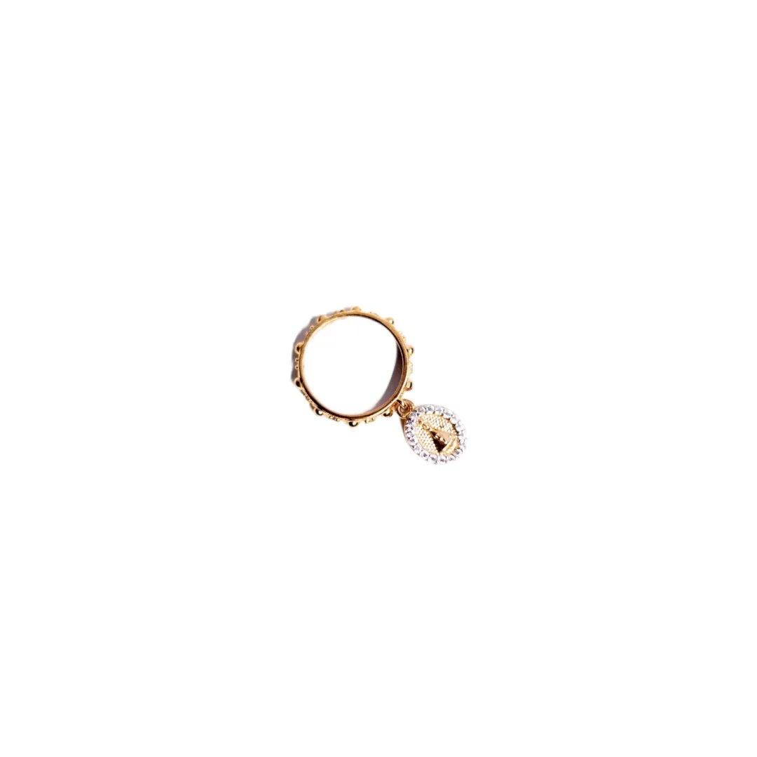 ANEL NOSSA SENHORA PENDURADO REDONDO COM ZIRCONIA CRISTAL Nª13-OU