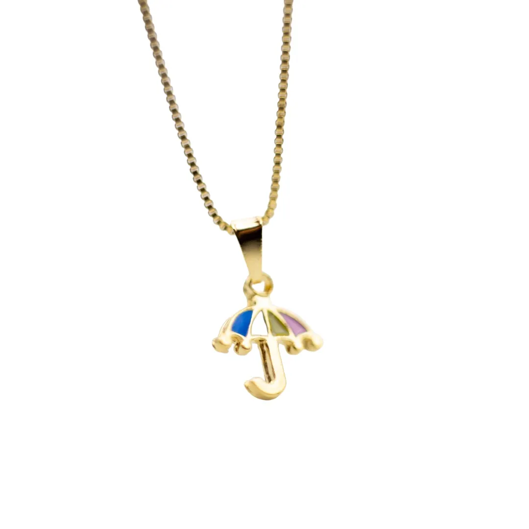 CORRENTE INFANTIL 45CM GUARDA-CHUVA RESINADO - BANHADO A OURO 18K