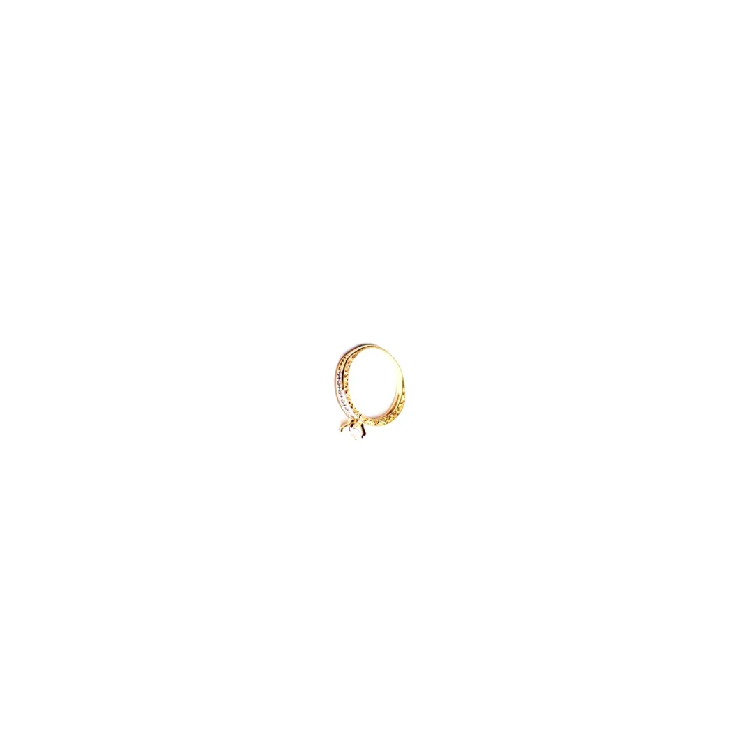 ANEL SOLITÁRIO COM 4 GARRAS CRAVEJADO, LATERAL TRABALHADA Nª18  - BANHADO A OURO 18K