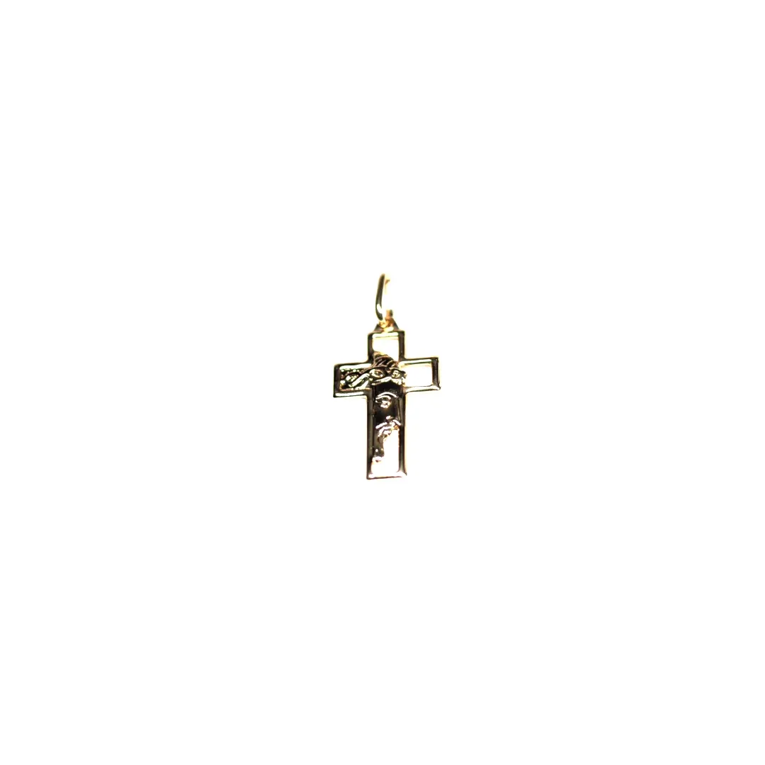 PINGENTE CRUCIFIXO MÉDIO COM  JESUS CRISTO CRUCIFICADO - BANHADO A OURO 18K