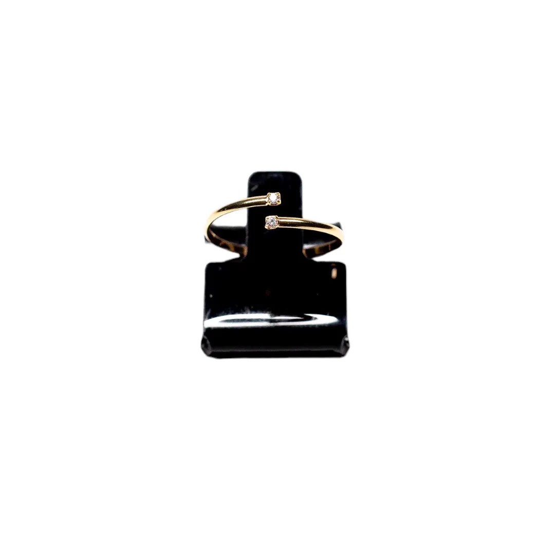 ANEL REGULAVEL DUPLO COM PONTO DE LUZ CRISTAL QUADRADO- BANHADO A OURO 18K