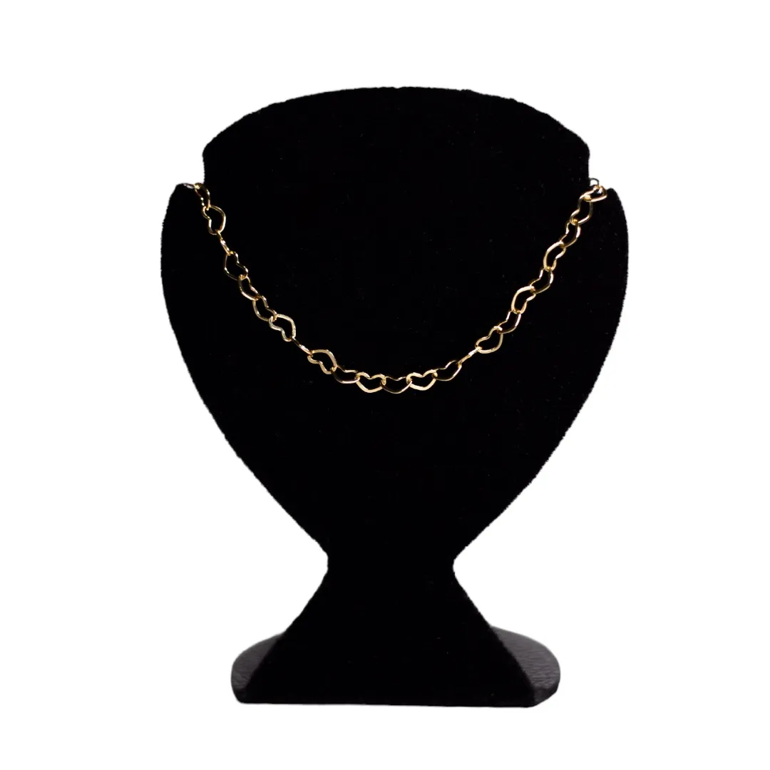 CHOKER CORAÇÃO VAZADO 45CM -BANHADO A OURO 18K