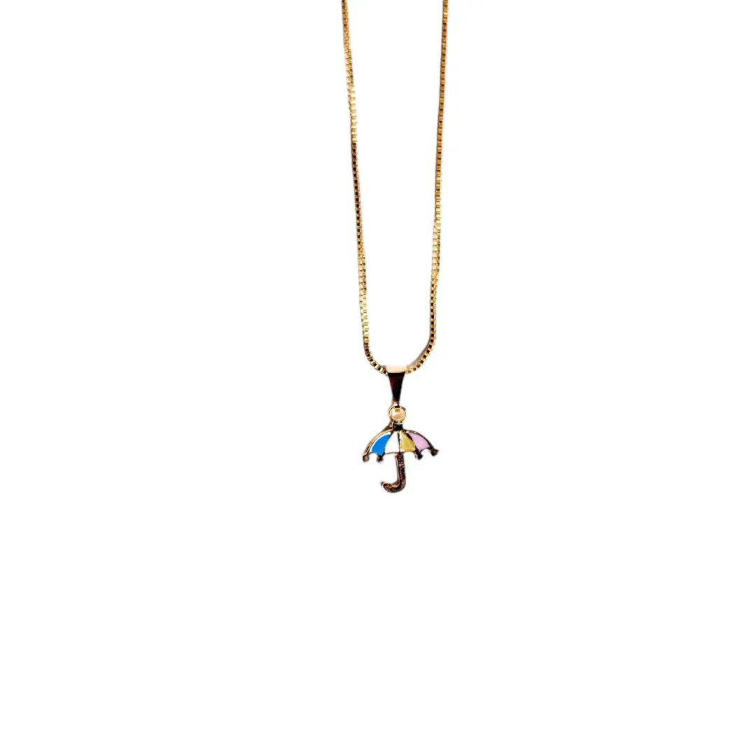 CORRENTE INFANTIL 45CM GUARDA-CHUVA RESINADO - BANHADO A OURO 18K