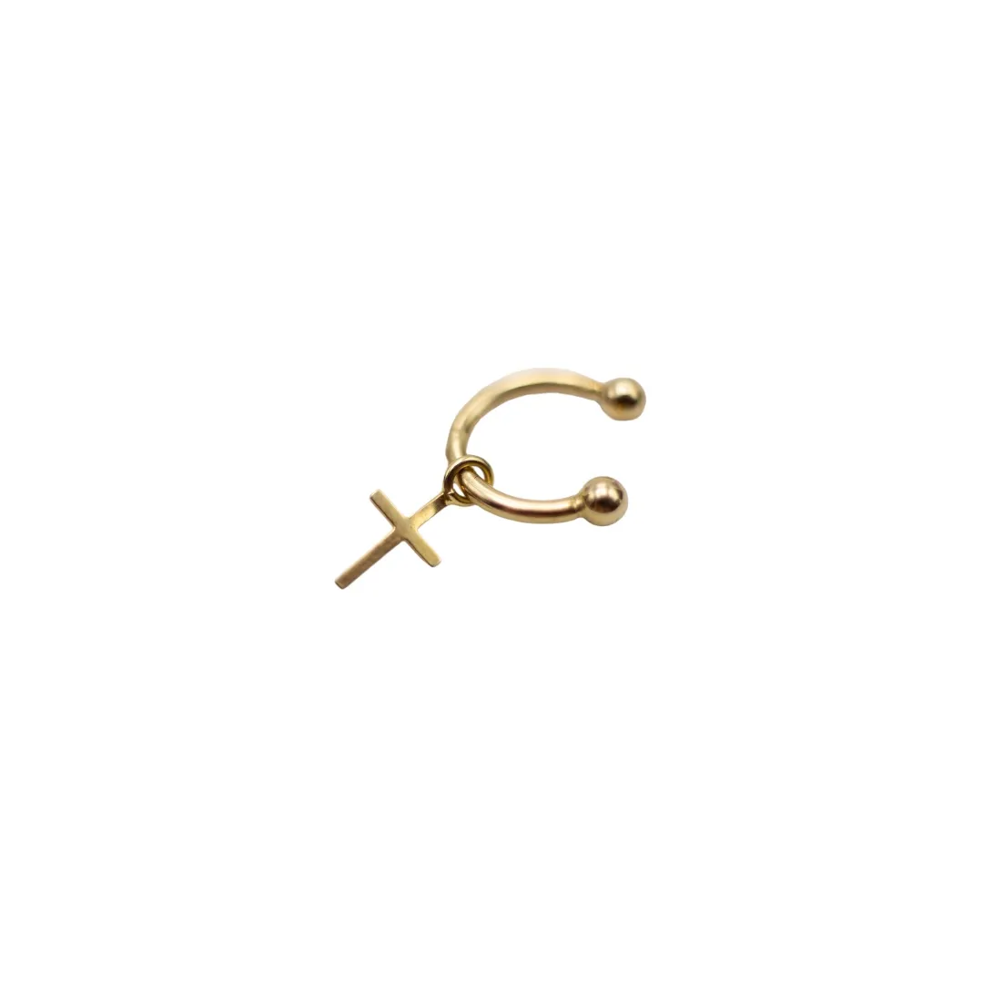 PIERCING FAKE ARGOLA CRUZ PENDURADA- BANHADO A OURO 18K