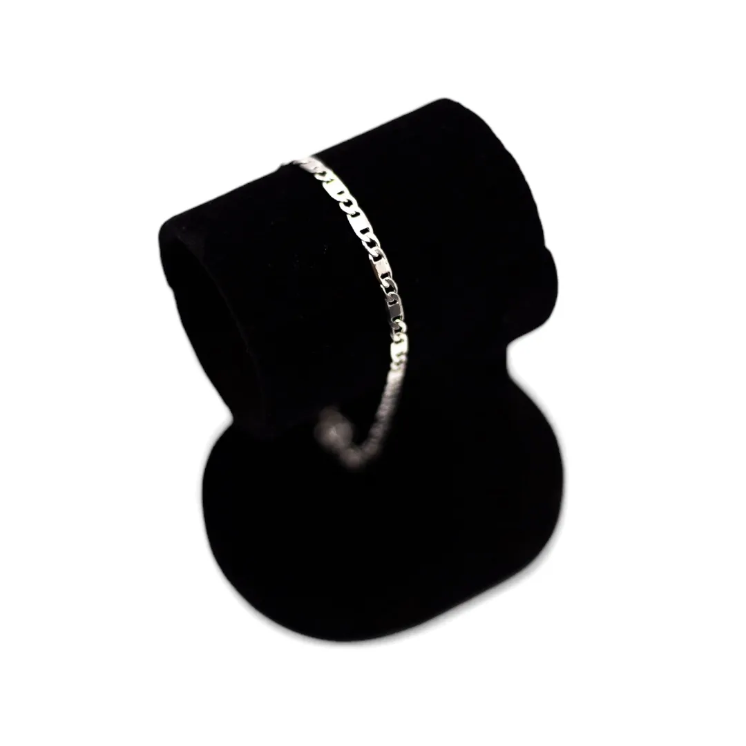 PULSEIRA MASCULINA MARINE MÉDIO COM FECHO GAVETA -  BANHADO A RÓDIO BRANCO
