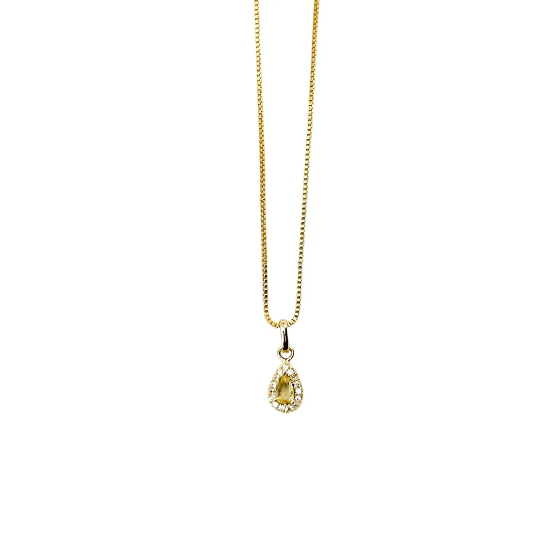 CONJUNTO GOTA AMARELO CRAVEJADA- BANHADO A OURO 18K