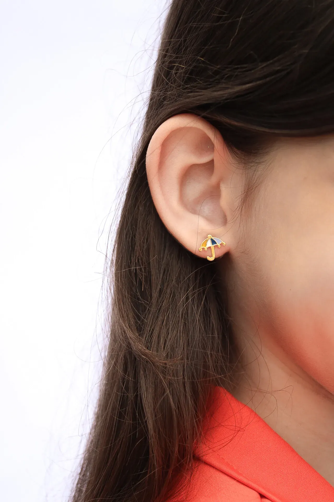 BRINCO INFANTIL GUARDA-CHUVA RESINADO  -BANHADO A OURO 18K
