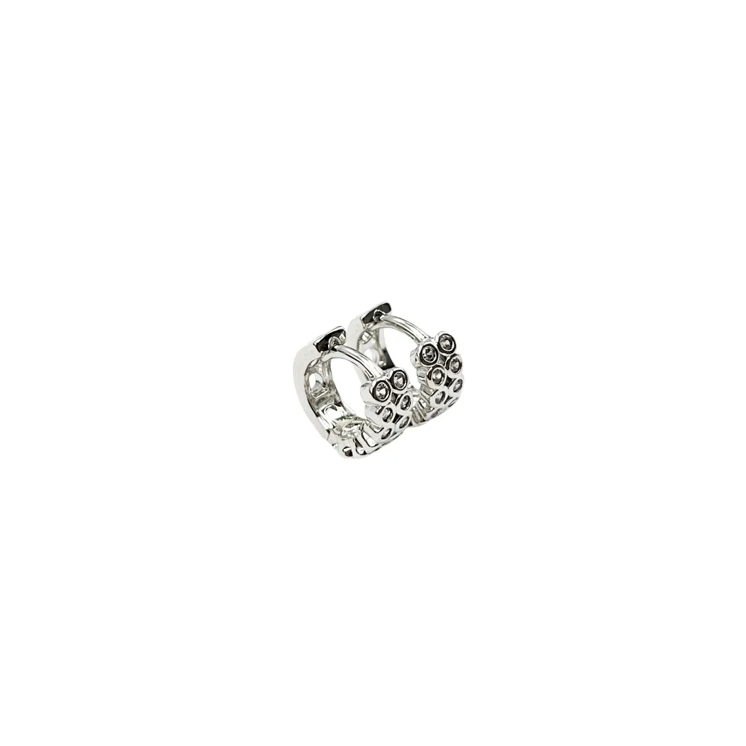 BRINCO ARGOLA FILEIRA DUPLA ZIRCONIA CRISTAL REDONDA PEQUENO- BANHADO A RÓDIO BRANCO