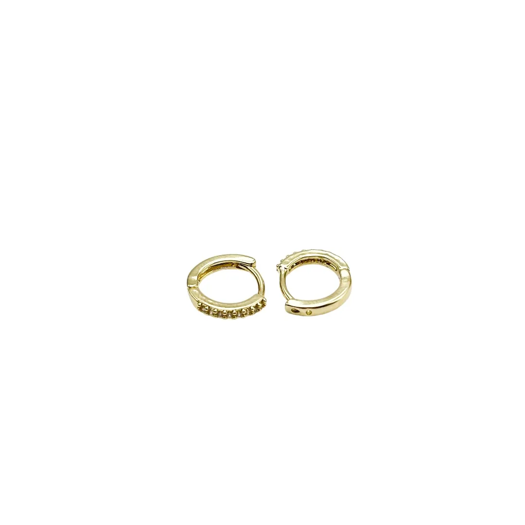 BRINCO ARGOLA FILEIRA UNICA ZIRCONIA CRISTAL MÉDIO- BANHADO A OURO 18K
