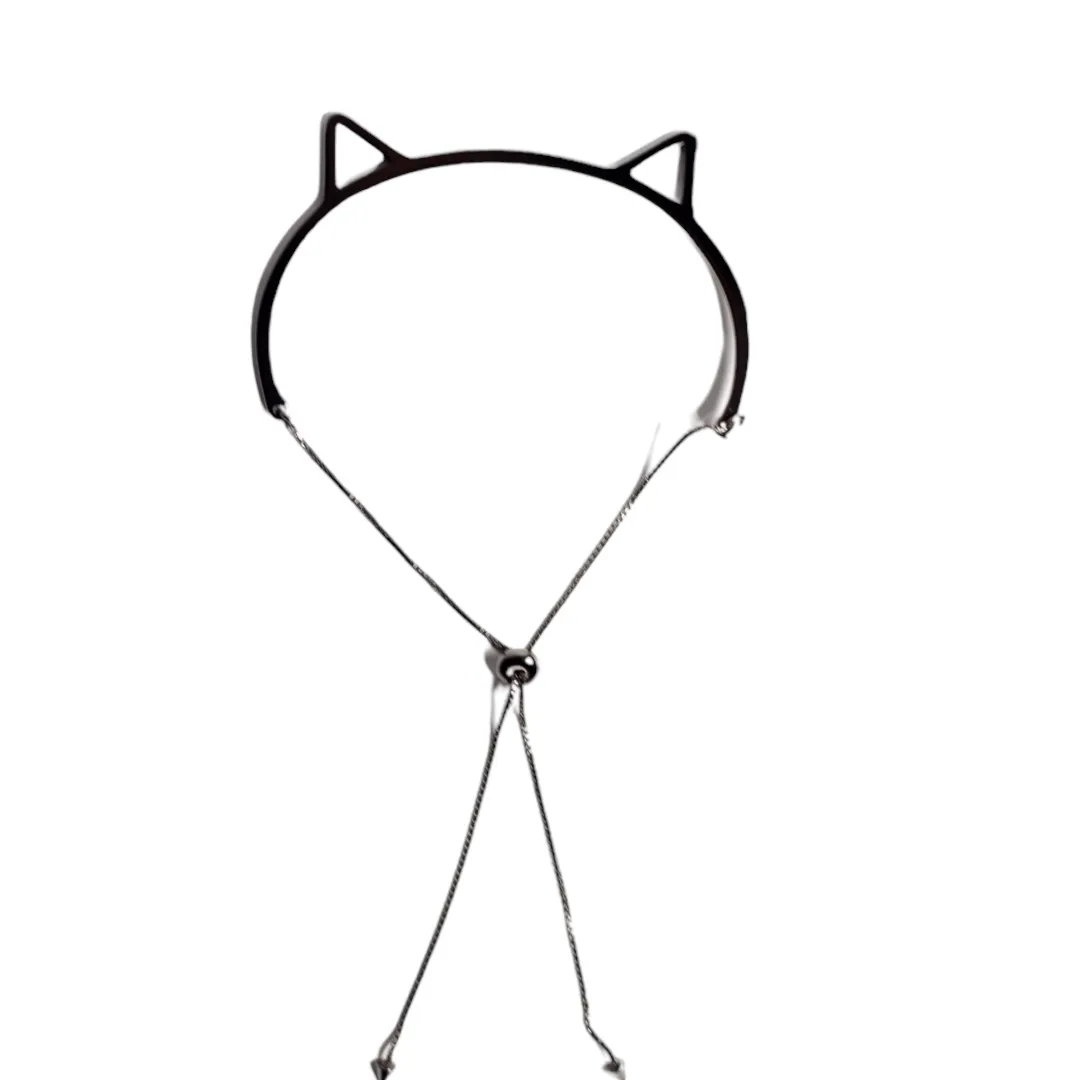 BRACELETE ORELHA DE GATO  -BANHADO A RÓDIO NEGRO