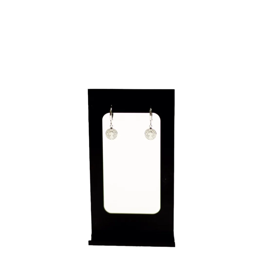BRINCO ARGOLA MEDALHA  SANTO - BANHADO A RÓDIO BRANCO