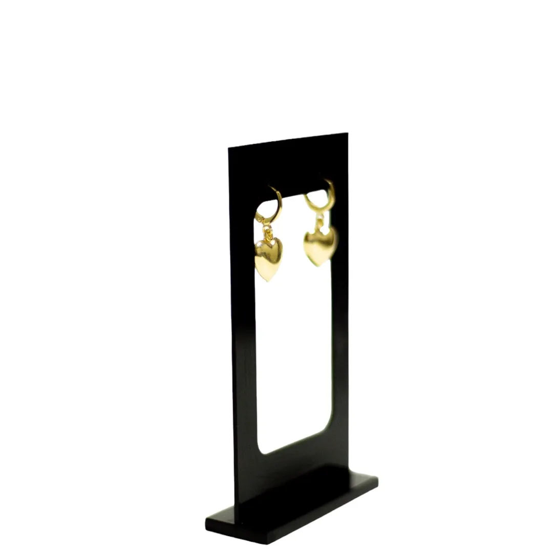 BRINCO ARGOLINHA COM CORAÇÃO CHEIO PENDURADO LISO - BANHADO A OURO 18K