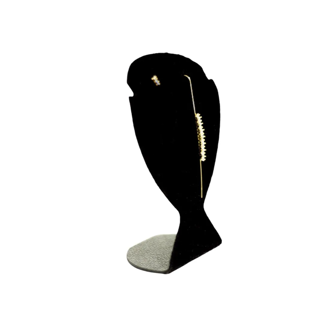 BRINCO TRANSVERSAL ZIRCONIA NAVETE CRISTAL  - BANHADO A OURO 18K