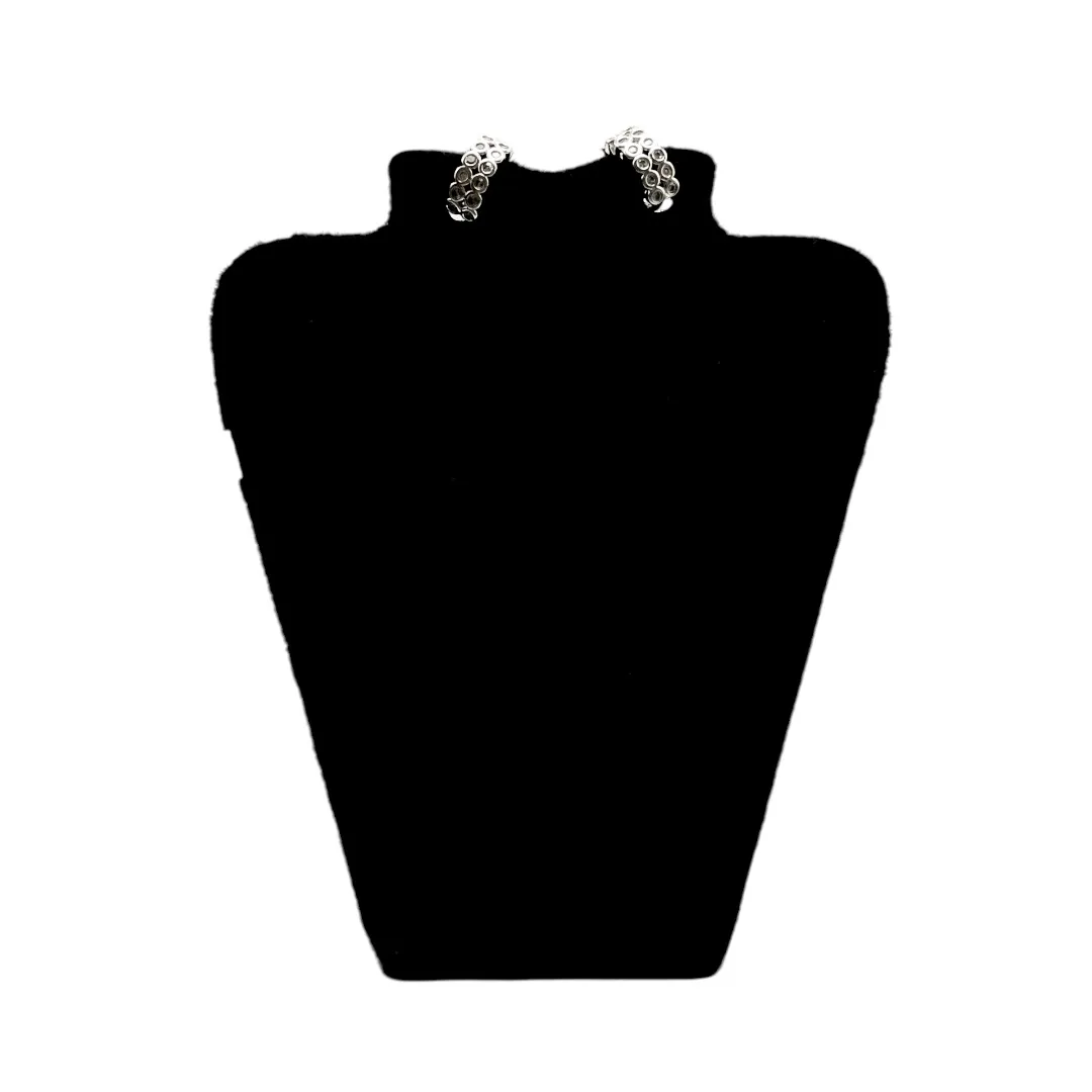 BRINCO ARGOLA FILEIRA DUPLA ZIRCONIA CRISTAL REDONDA PEQUENO- BANHADO A RÓDIO BRANCO