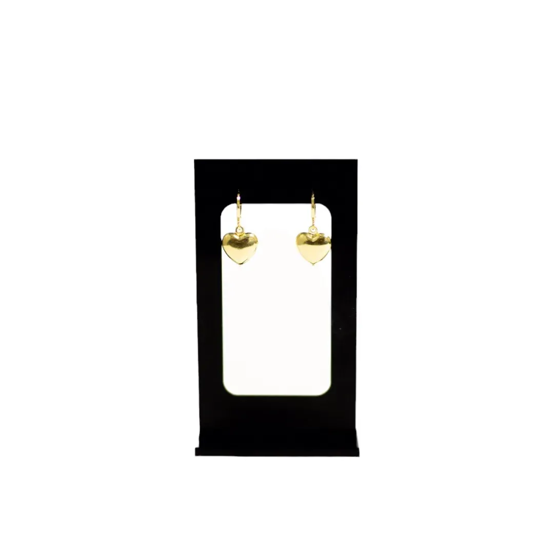 BRINCO ARGOLINHA COM CORAÇÃO CHEIO PENDURADO LISO - BANHADO A OURO 18K