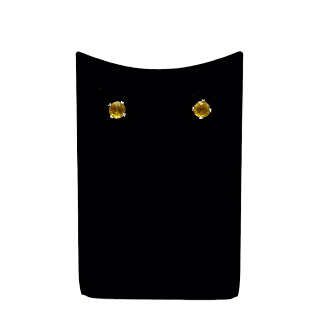 BRINCO PEQUENO PONTO DE LUZ AMARELO -PRATA 925