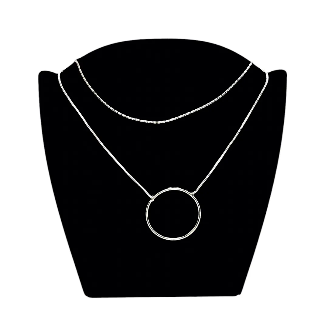 CHOKERVENEZIANA PEÇA DUPLA COMPOSTO POR CORRNETE SIMPLES E VENEZIANA COM ARO- BANHADO A PRATA 925