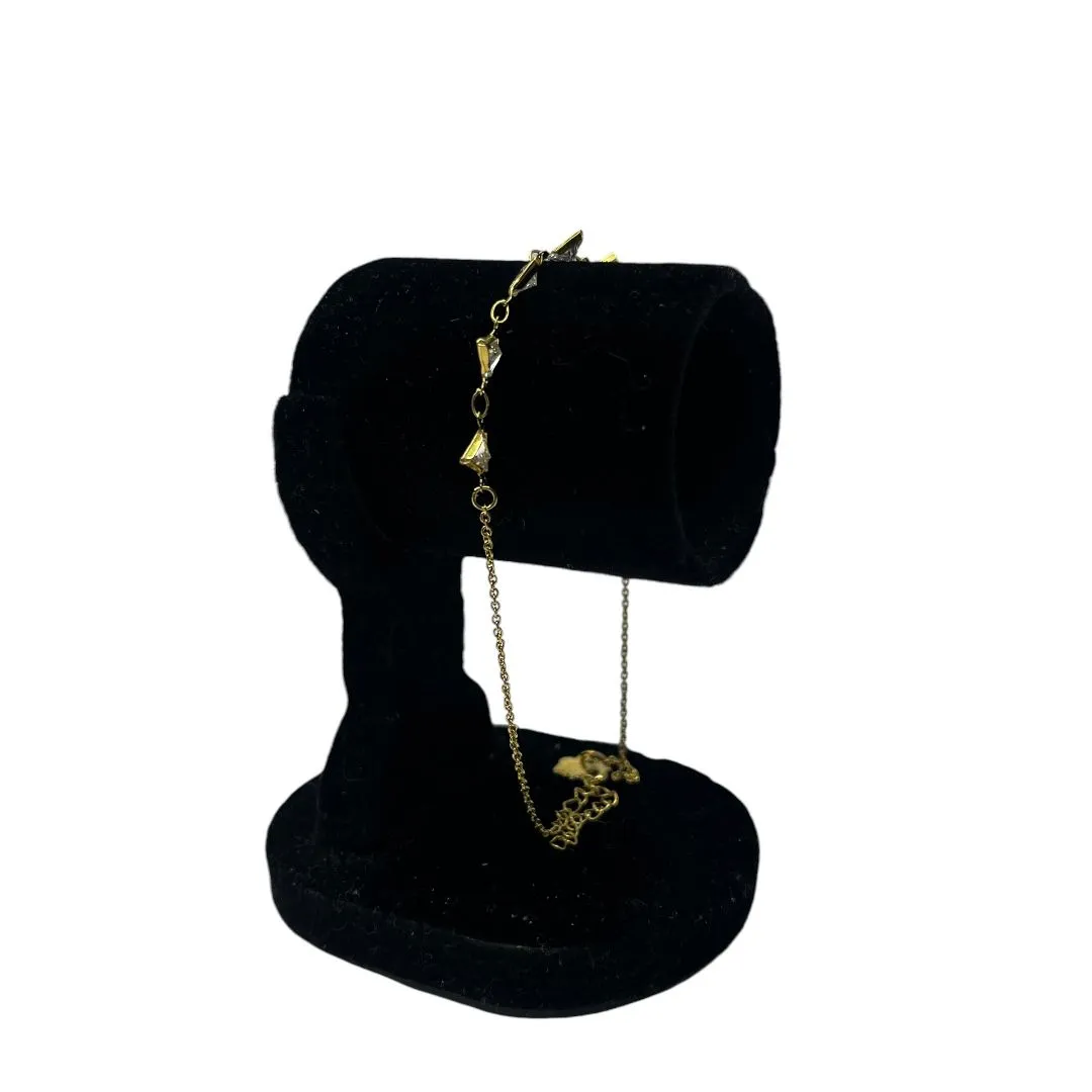 TORNOZELEIRA ELO PORTUGUES FINO COM PONTO DE LUZ TRIANGULO E EXTENSOR  - BANHADO A OURO 18K