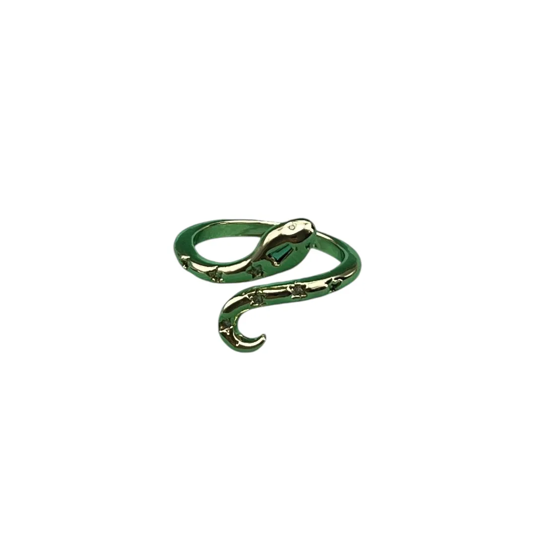 ANEL COBRA SIMPLES CRAVEJADO COM MICRO ZIRCÔNIA CRISTAL NºREGULAVEL- BANHADO A OURO 18K