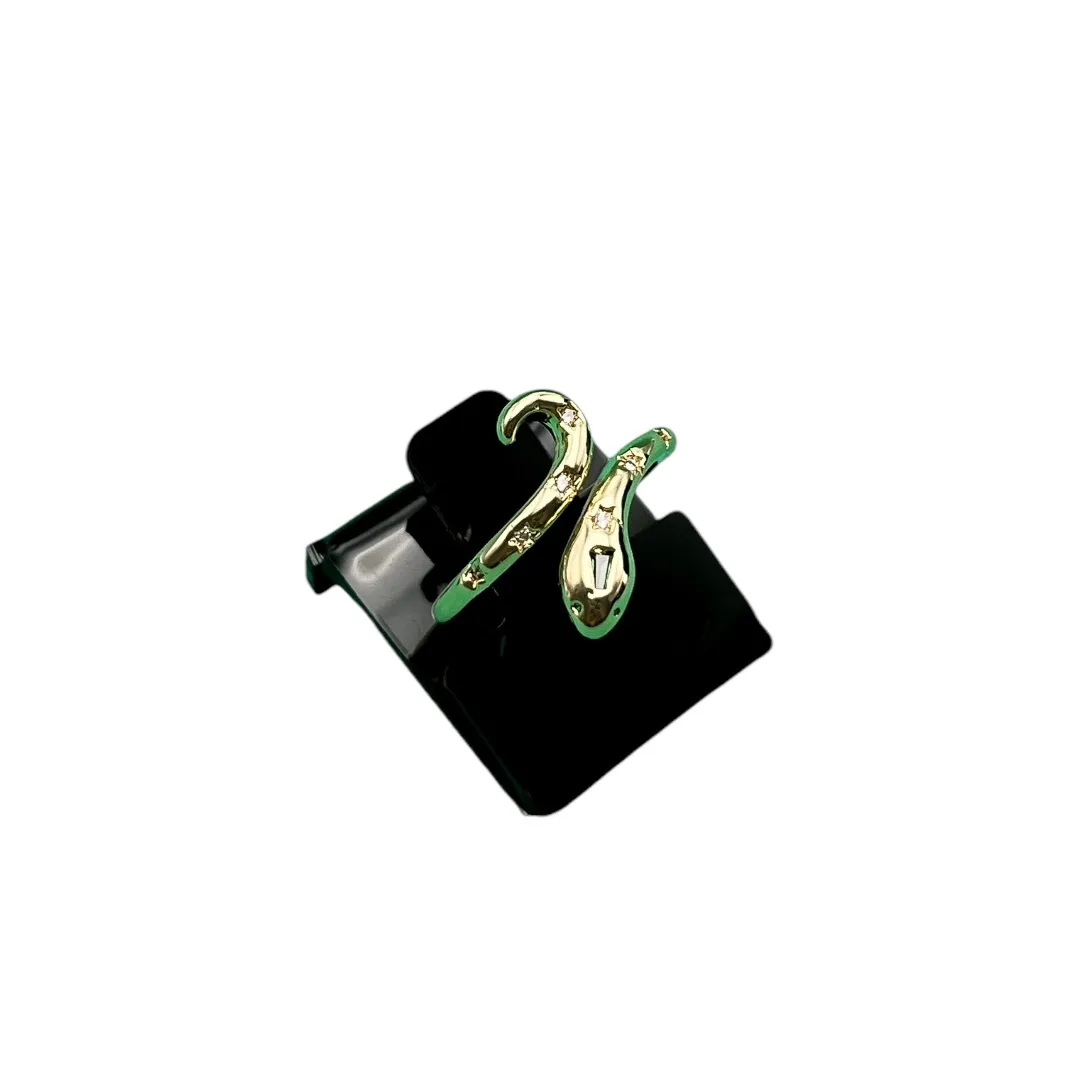 ANEL COBRA SIMPLES CRAVEJADO COM MICRO ZIRCÔNIA CRISTAL NºREGULAVEL- BANHADO A OURO 18K
