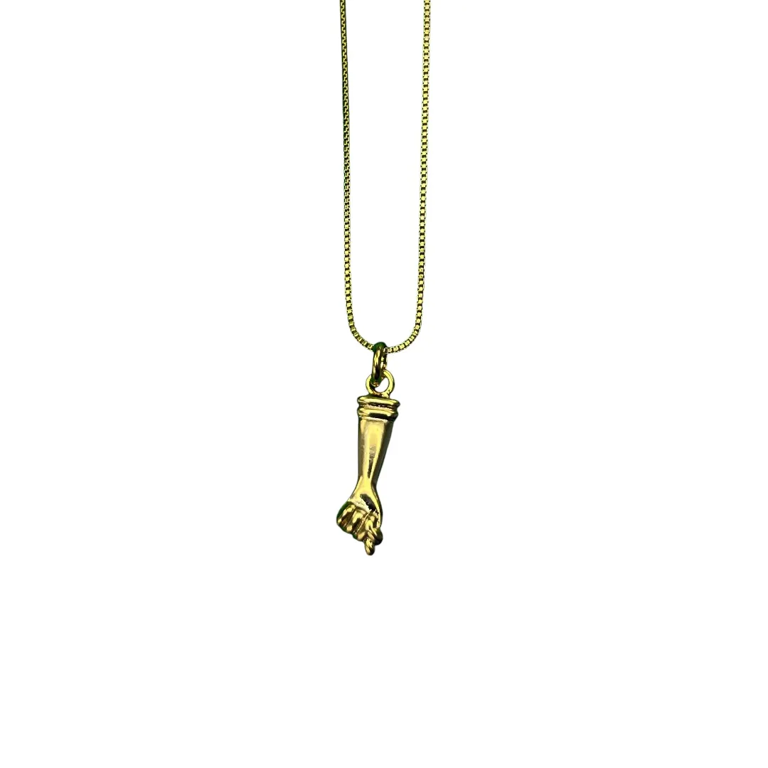 CORRENTE VENEZIANA COM MÃO DE FATIMA (FIGA) LISA 45CM - BANHADO A OURO 18K