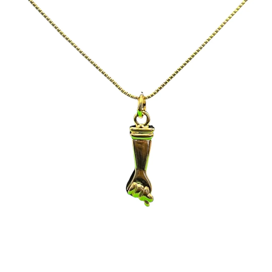 CORRENTE VENEZIANA COM MÃO DE FATIMA (FIGA) LISA 45CM - BANHADO A OURO 18K