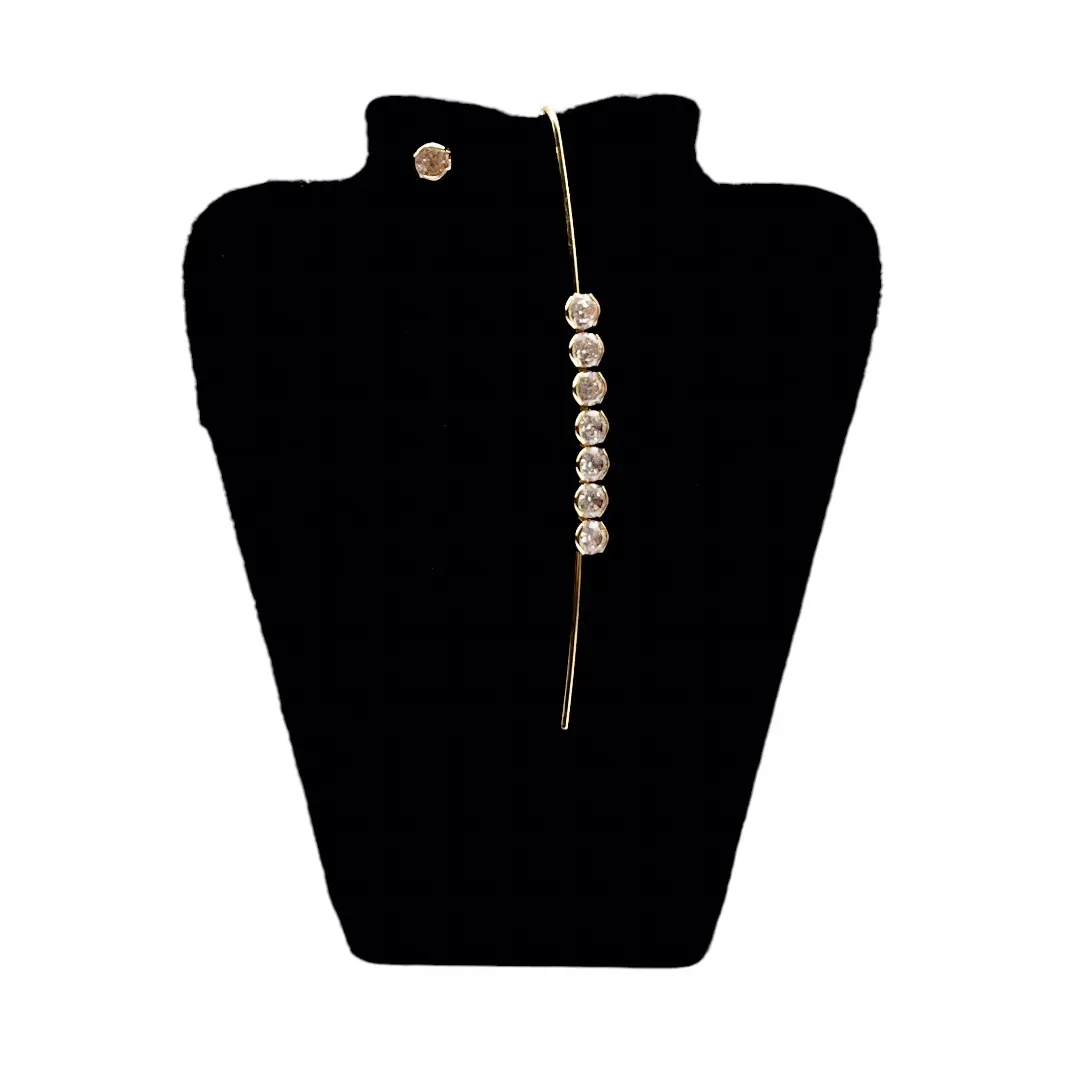 BRINCO TRANSVERSAL ZIRCONIA BOLINHA CRISTAL  - BANHADO A OURO 18K