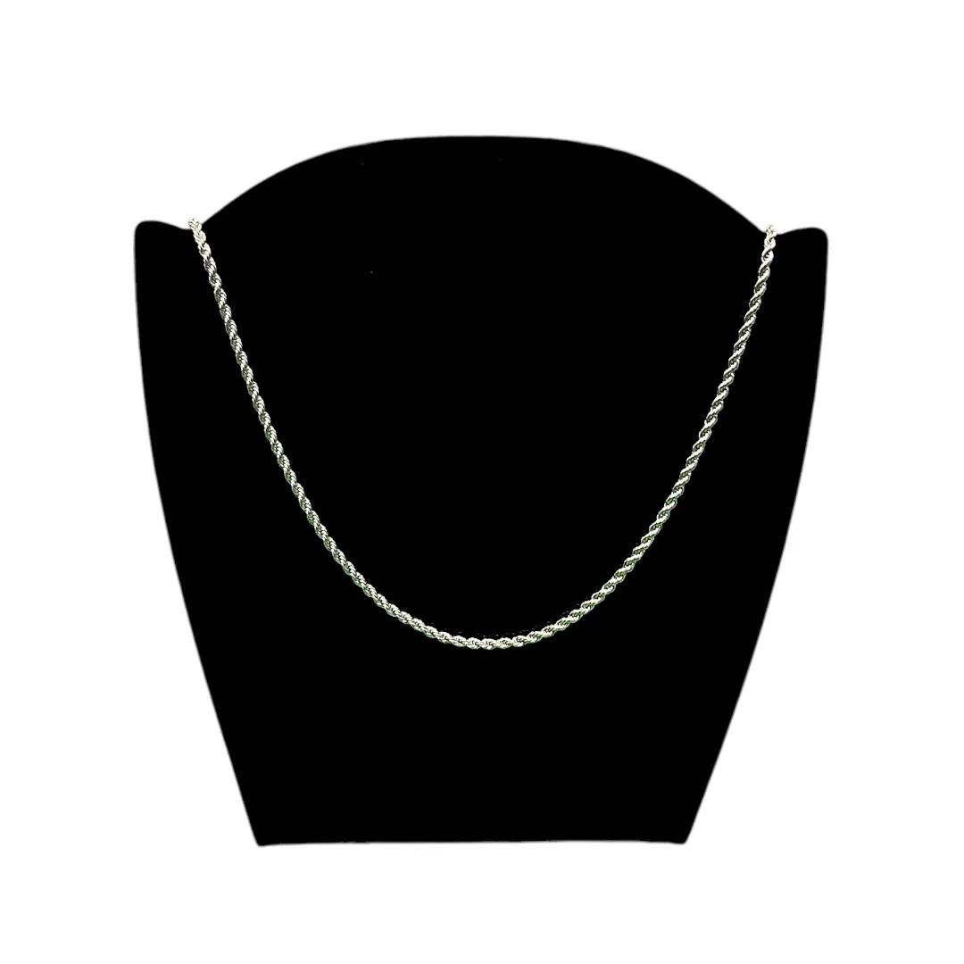 CORRENTE AVULSA CORDÃO BAIANO 50CM - BANHADO A RÓDIO BRANCO