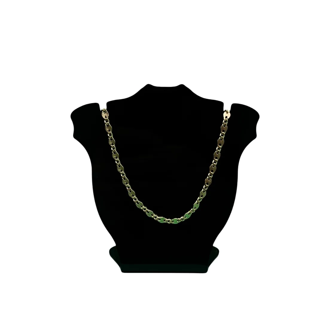 CORRENTE MASCULINA 60CM BATIDA XADREZ- BANHADO A OURO 18K